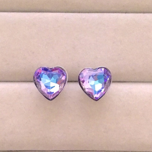 Jewelry - Vitrail Purple-Blue Crystal Heart Earrings